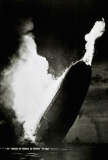 German Airship, Hindenburg, Crashing and Burning at Lakehurst, New Jersey, USA, May 6, 1937