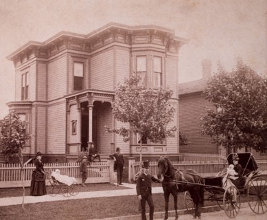 Horse and Buggy in Front of Stately Home, USA, circa 1900
