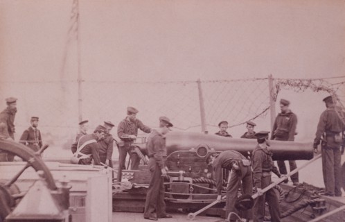 Pivot Gun Crew, USS Miami, Photograph by Matthew Brady, 1864