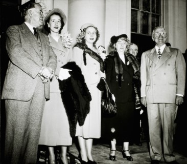 US President Harry Truman, Wife Bess, and Daughter Margaret, With Alben Barkley and Daughter after Re-Election, November 5, 1948