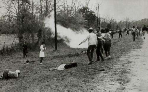 Civil Rights Demonstrators Scatter after Police Throw Smoke Bombs, Camden, Alabama, USA, March 31, 1965