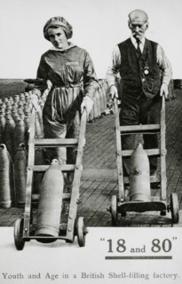 Young Woman and Elderly Man, Youth and Age in British Shell-Filling Factory During World War I