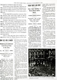 Armistice Signed, End of the War, New York Times Interior Page, November 11, 1918