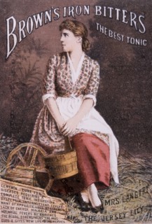 Woman Sitting and Holding Bucket, Brown's Iron Bitters, Trade Card, circa 1900