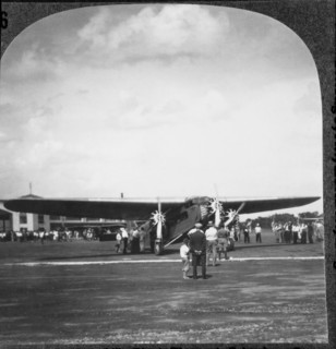 First Air-Rail Trip, New York to Los Angeles, USA, Single Image of Stereo Card, July 7, 1929