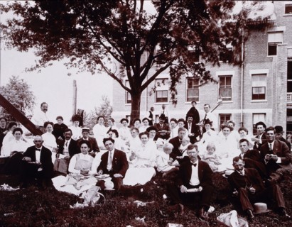 Large Group of People Enjoying Outdoor Picnic, USA, 1915