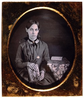 Young Woman Holding Book, Portrait, Daguerreotype, circa 1850's