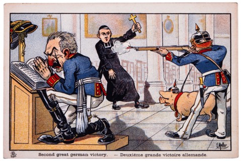 World War I French Satirical Card, Second Great German Victory, circa 1918