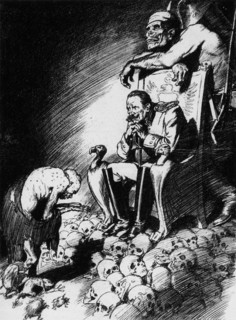 World War I Australian Cartoon in the Bulletin, Sydney, Australia, Disease to Kaiser Wilhelm, circa 1915