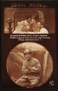 World War I French Poster Dream of Soldier in the Trenches, Divin Reve, circa 1914