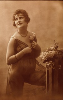 Woman in Sheer Lingerie, Portrait, French Postcard, circa 1920's