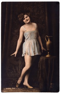 French Lingerie Model Standing Beside Vase, circa 1920