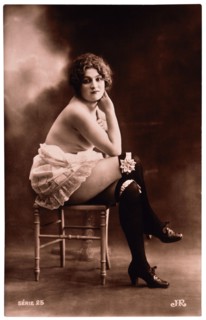 French Lingerie Model Posing on Chair, circa 1920