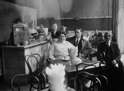 Workers and Customers in Restaurant, New York City, USA, circa 1912