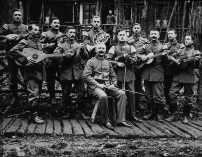 WWI Military Band Featuring Mandolins and Lutes, circa 1910's