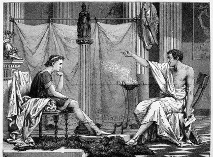 Aristotle and His Pupil, Alexander, Illustration, 1885
