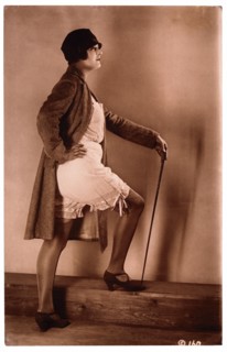 French Lingerie Model Wearing Bloomers, Profile, 1915
