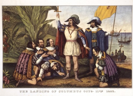 The Landing of Columbus, Oct. 11th 1492, Lithograph, Currier & Ives, 1846