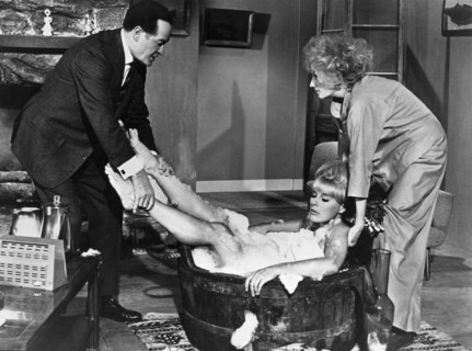 Bob Hope, Phyllis Diller and Elke Sommer on-set in the Film, "Boy, Did I Get a Wrong Number", 1966