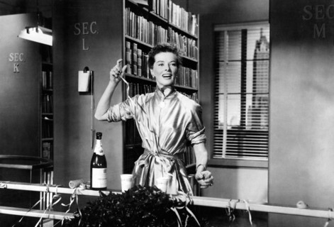 Katharine Hepburn on-set of the Film, Desk Set, 1957