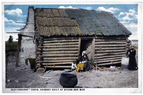 African-American Family in Front of Log Cabin, Portrait, North Carolina, USA, 1910
