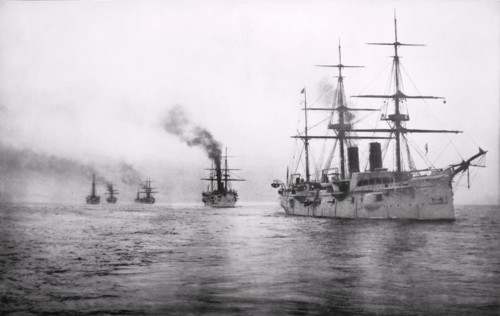 U.S.S. Chicago and the Squadron of Evolution or White Squadron, at Sea, 1891