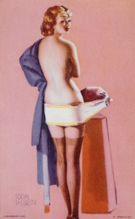 Sexy Woman Exercising Using Vibrating Belt Weight-Loss Machine, "Social Security", Mutoscope Card, 1940's