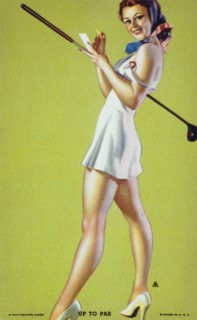 Sexy Woman With Golf Club, "Up to Par", Mutoscope Card, 1940's