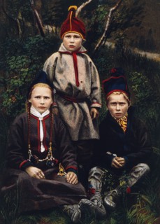 Lapp Children, Chromolithograph of Photograph, 1894