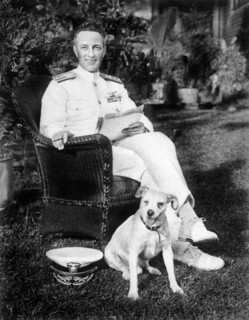 Admiral Richard E. Byrd with Igloo, his Pet Wire Fox Terrier, Portrait, circa 1920's