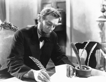 Walter Huston on-set of the Film, "Abraham Lincoln", 1930