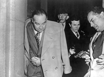 Broderick Crawford, Will Wright and Walter Burke on-set of the Film, "All the King's Men", 1949