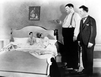 Stan Laurel and Oliver Hardy on-set of the Film, Brats, 1930