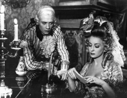 Jacques Dacqmine and Viviane Romance on-set of the Film, The Queen's Necklace, (aka L'Affaire du Collier de la Reine), 1946