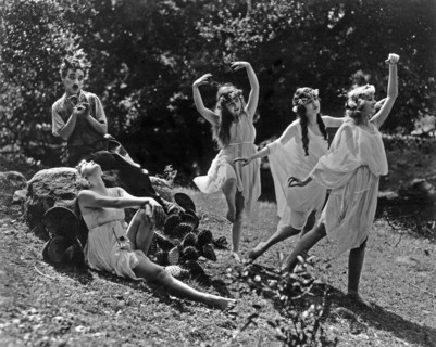 Charlie Chaplin on-set of the Film, "Sunnyside", 1919