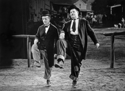 Stan Laurel and Oliver Hardy on-set of the Film, Way Out West, 1937