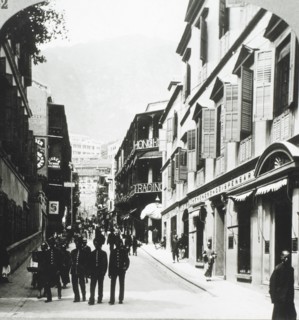 Busy D'Aguilar Street, Hong Kong, Single Image of Stereo Card, 1896