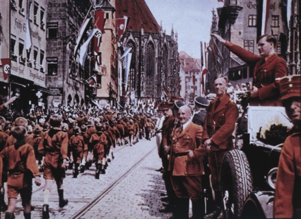 Hitler Youth March before their Leader, Baldur von Shirach, during Rally, Nuremberg, Germany, 1933