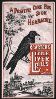 Bird on Branch Holding Sign, Carter's Little Liver Pills, Trade Card, circa 1900
