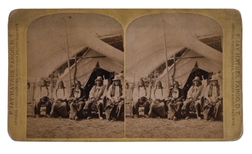 Lakota Chiefs Following their Surrender, Standing Rock Reservation, Dakota Territory, USA, Stereo Card, 1881