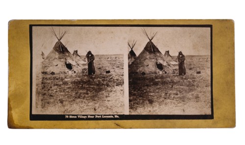Sioux Village Near Fort Laramie, Wyoming Territory, Stereo Card, circa 1880's