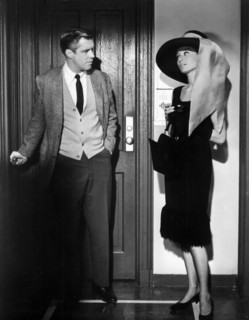 George Peppard and Audrey Hepburn, on-set of the Film, "Breakfast at Tiffany's" directed by Blake Edwards, 1961