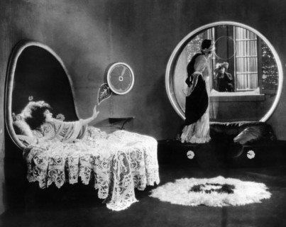 Alla Nazimova (left), on-set of the Silent Film, "Camille", 1921