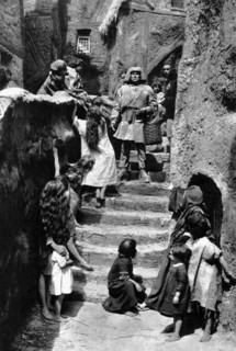 Paul Wegener (center), on-set of the Silent Film, "The Golem: How He Came Into The World", 1920