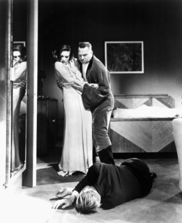 Joan Crawford, Wallace Beery and John Barrymore, on-set of the Film, "Grand Hotel" directed by Edmund Goulding, 1932