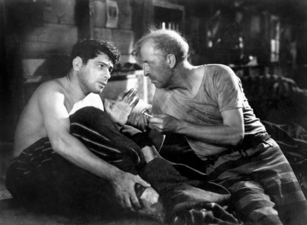 Paul Muni and Edward Ellis, on-set of the Film, "I am a Fugitive from a Chain Gang" directed by Mervyn LeRoy, 1932