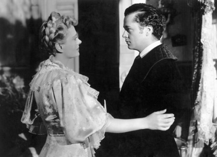 Dolores Costello and Tim Holt, on-set of the Film, "The Magnificent Ambersons" directed by Orson Welles, 1942