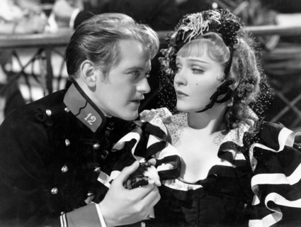 Hardie Albright and Anna Sten, on-set of the Film, "Nana" directed by Dorothy Arzner and George Fitzmaurice, 1934