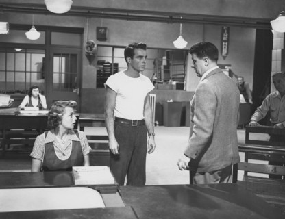 Montgomery Clift and Shelley Winters, on-set of the Film, "A Place in the Sun" with Director George Stevens, 1951