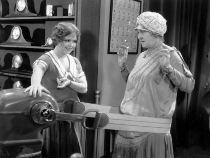 Clara Bow and Mary Gordon, on-set of the Film, "The Saturday Night Kid" Directed by A. Edward Sutherland, 1929